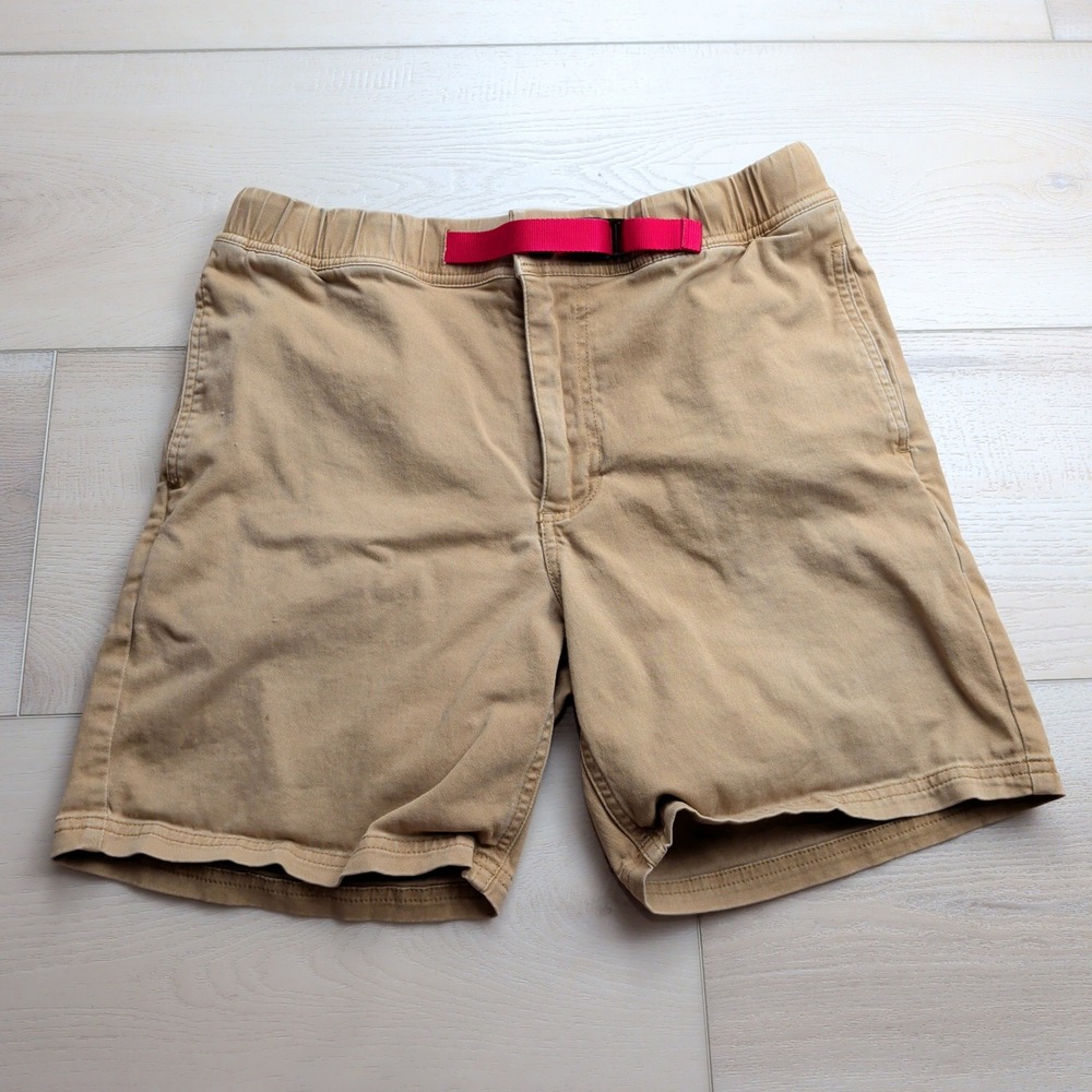 Topo Designs Mountain Shorts Mens Medium Tan Adjustable Belt Hiking Outdoors